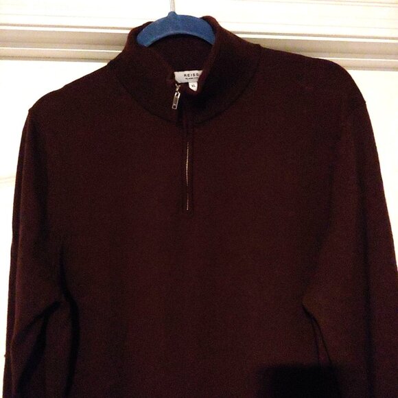 Reiss Maroon Brown Pullover L-Sleeve Sweater XL Mock Neck - Picture 3 of 9